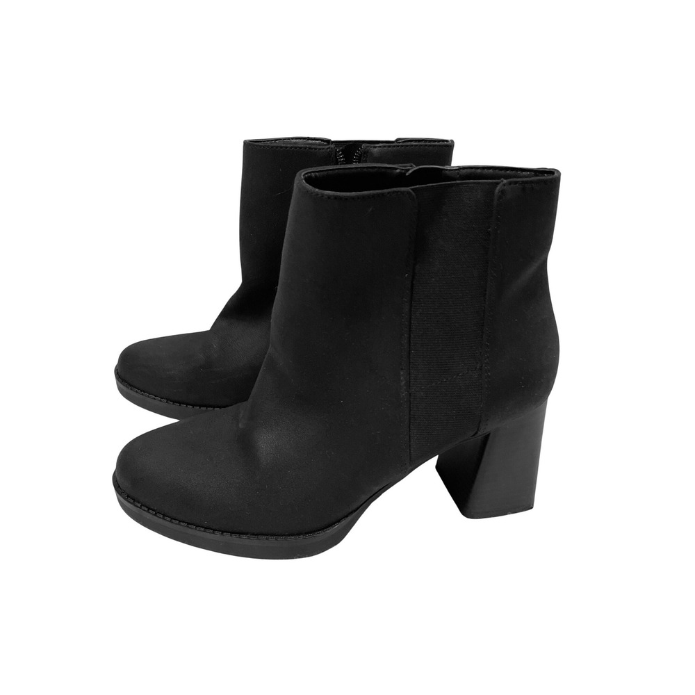 Kelly‎ & Katie Womens Black Block Heel Ankle Boots Side Zip Size 9M